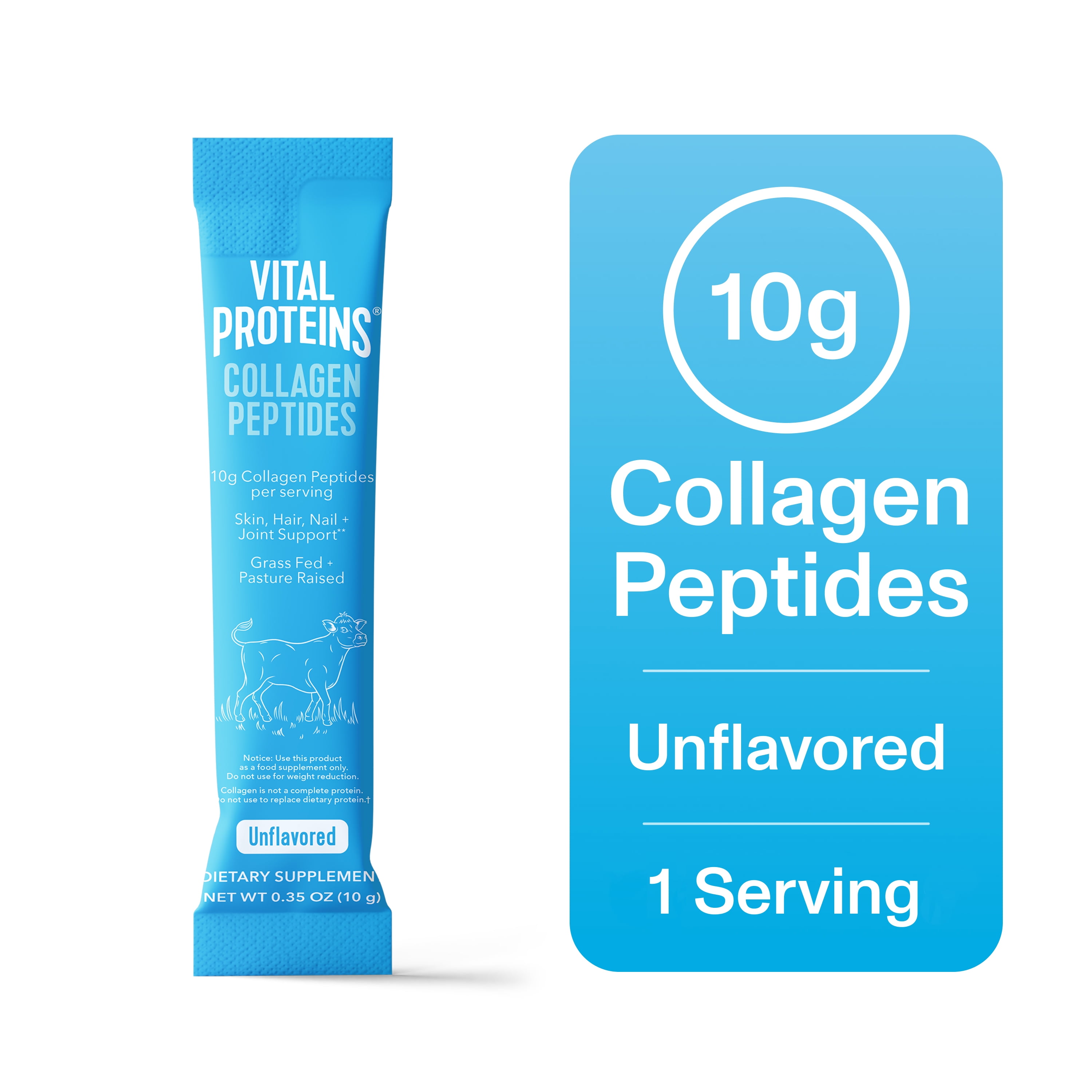 Vital Proteins Collagen Peptides Powder Stick Packs for Joints, Hair, Skin and Nails, Unflavored Collagen Support, 1ct