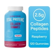 Vital Proteins Raspberry Collagen Peptides Gummies 120 Count - Hair, Skin, and Nails Supplement Support