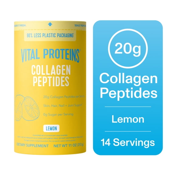 Vital Proteins Grass-Fed Collagen Peptides Powder Joint Supplement for Hair, Skin, and Nails, Lemon, 11 oz