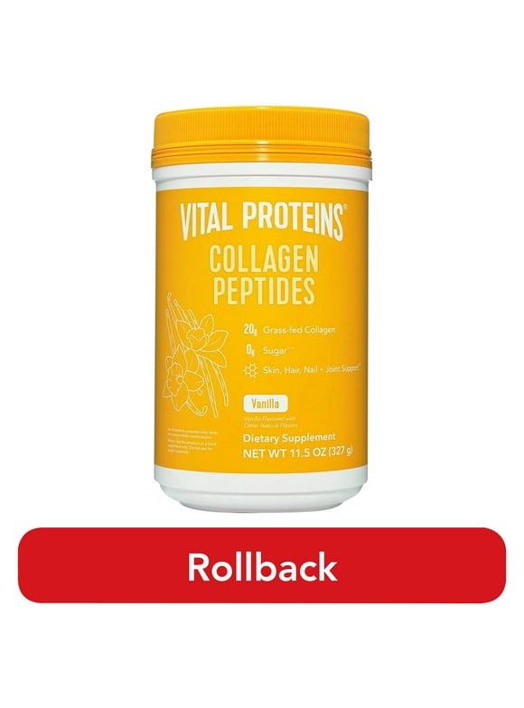 Vital Proteins Grass-Fed Collagen Peptides Powder Joint Supplement for Hair, Skin, and Nails, Vanilla, 11.5 oz