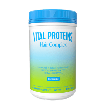 Vital Proteins Hair Complex, Collagen Peptides + Biotin 10000mcg Hair Growth Supplement - Clinically Studied Lustriva to Promote Thicker Fuller Hair, 20g Unflavored Collagen, 11.4oz Powder
