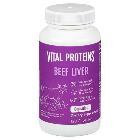 Vital Proteins Pasture-Raised, Grass-Fed Beef Liver (120 Capsules, 750mg Each)
