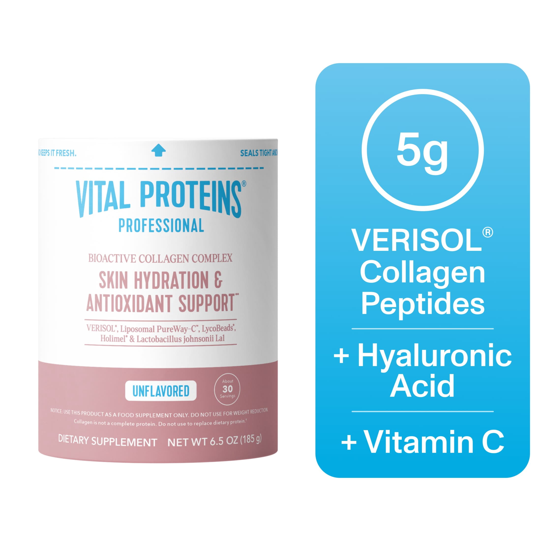 Vital Proteins Professional Bioactive Collagen Complex Skin Hydration and Antioxidant Support, Unlfavored, 6.5 oz