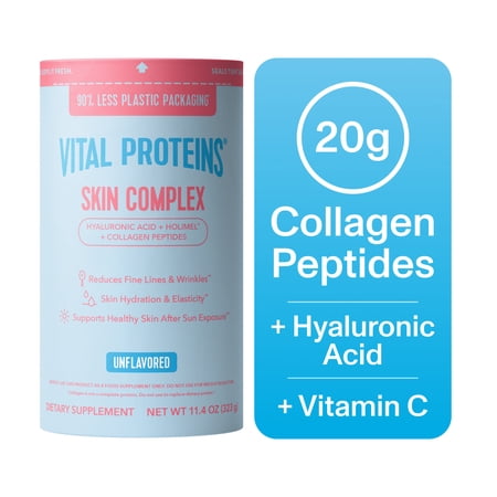 Vital Proteins Skin Complex Powder, 18g Collagen Peptides with Hyaluronic Acid and Vitamin C, Hydration & Elasticity, Unflavored, 11.9oz