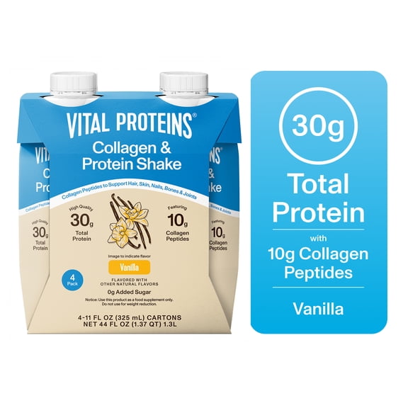 Vital Proteins Vanilla Collagen & Protein Shake, 30g Total Protein Including 10g Collagen Peptides, Collagen Support for Hair, Skin, Nails & Joints
