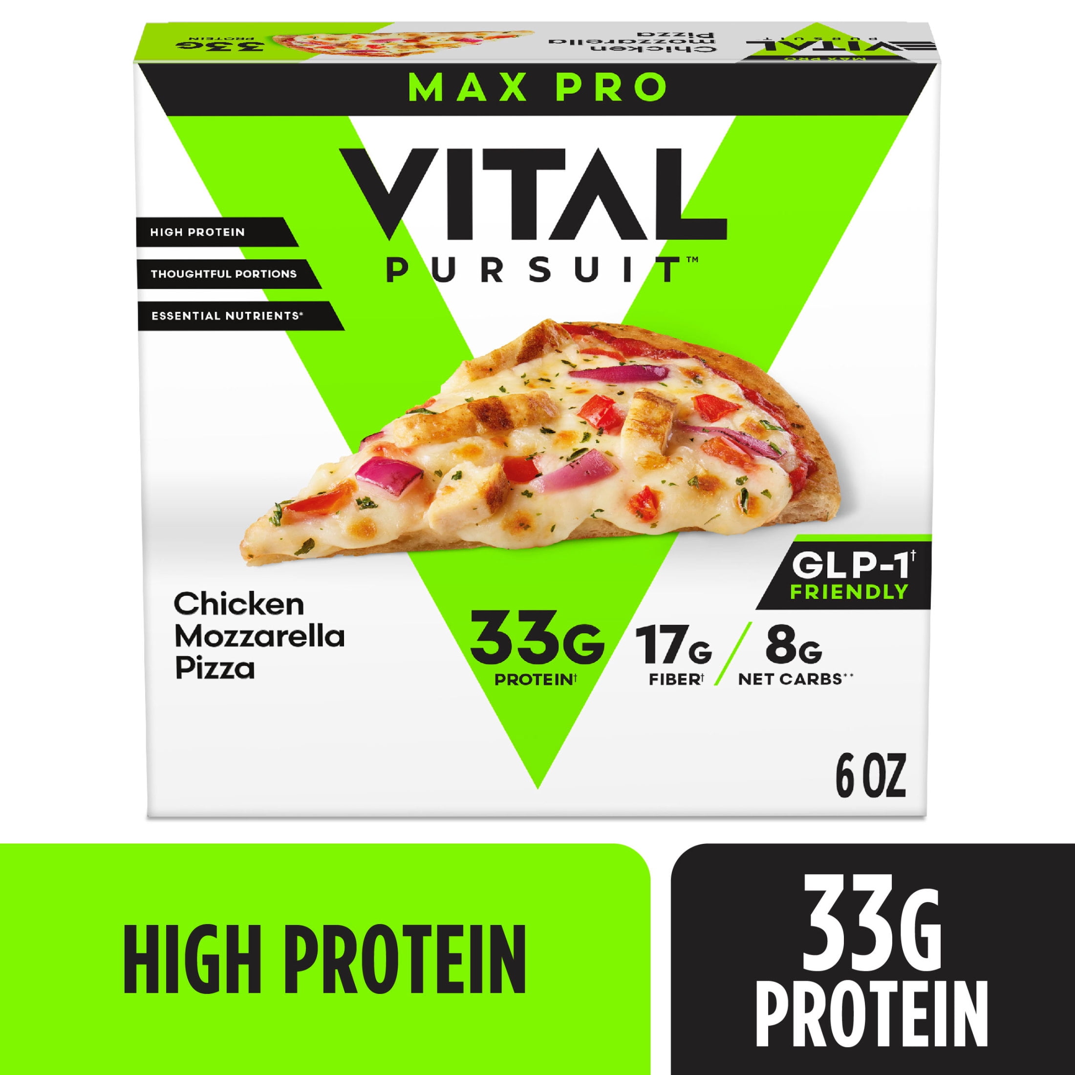 Vital Pursuit Chicken Mozzarella Personal Pizza, High Protein GLP-1 Friendly Frozen Pizza, 33g Protein, 6 oz (Frozen)