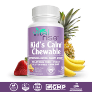 Kids Magnesium Chewable Tablets   Sugar-Free & Melatonin-Free Supplement for Calm, Focus & Healthy Stress Balance with Fast-Absorbing Magnesium + L-Theanine, Mixed Fruit Flavor 30 Count