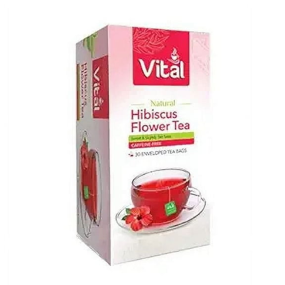 Vital Tea - Organic Hibiscus Tea Bags - 25 Refreshing Hibiscus Tea Bags