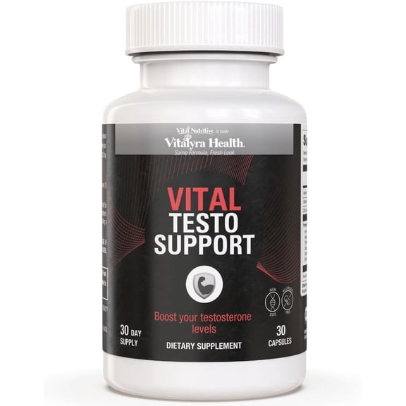 Vital Testo Booster - Natural Testosterone Support Supplement for Men | Promotes Energy, Stamina, and Vitality | Mens Health | Made in USA | 30 Days Supply