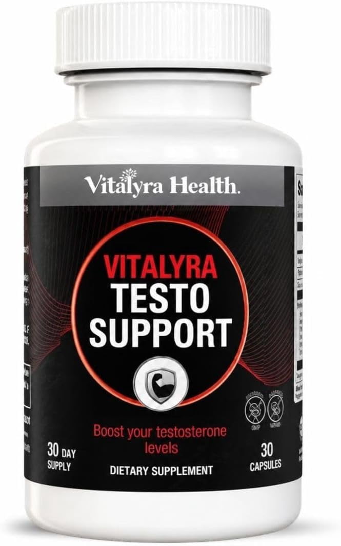 Vitalyra Testo Booster - Natural Testosterone Support Supplement for Men | Promotes Energy, Stamina, and Vitalyraity | Men’s Health | Made in USA | 30 Days Supply