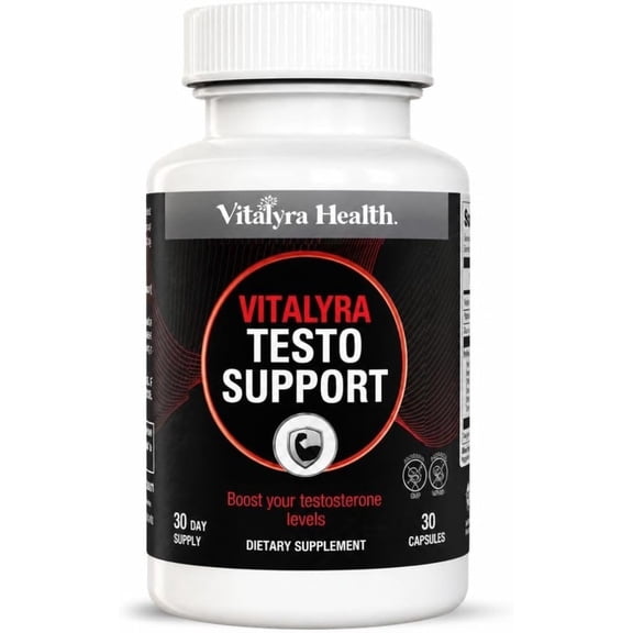 Vitalyra Testo Booster - Natural Testosterone Support Supplement for Men | Promotes Energy, Stamina, and Vitalyraity | Men’s Health | Made in USA | 30 Days Supply