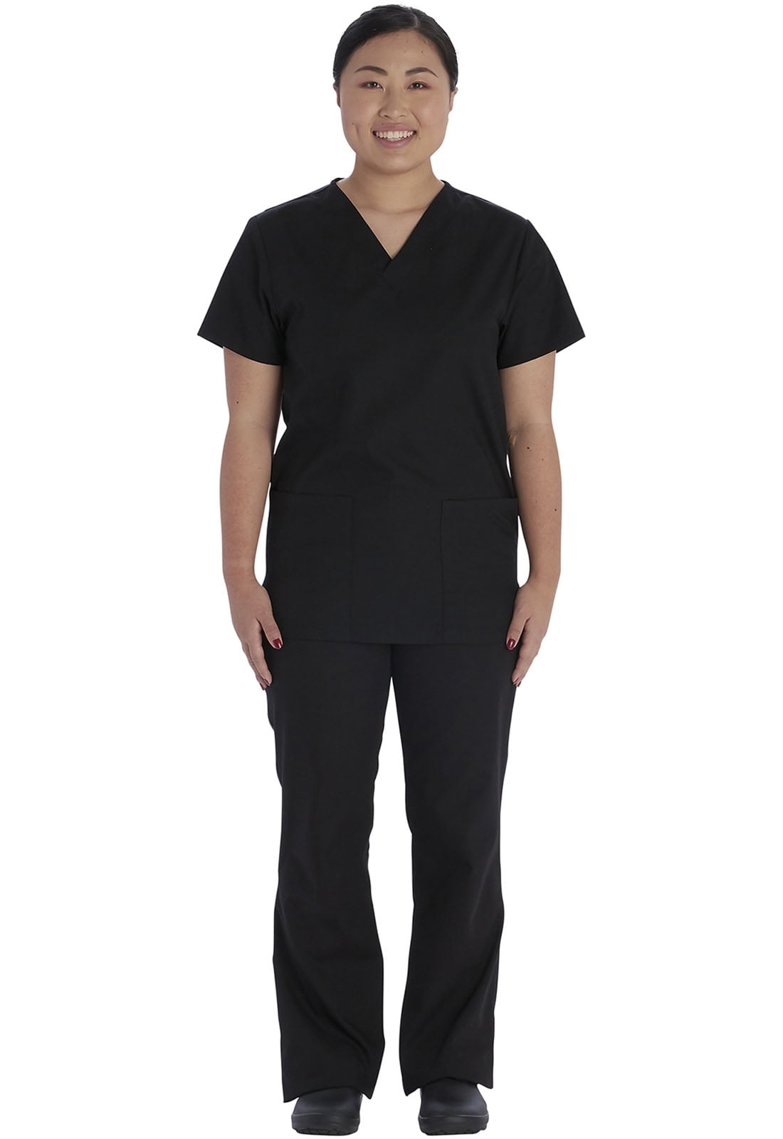 Vital Threads Vital Threads Unisex Scrubs Set, V-Neck Top & Drawstring Pant, Black ...