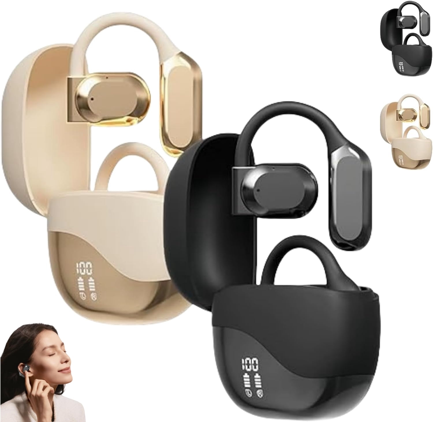 Vital Translation Earbuds, 2025 New 144-Language Bluetooth Headphones Translating Device, Ai Translation Earbuds Real Time, for Travel Business Learning (Black+Gold)