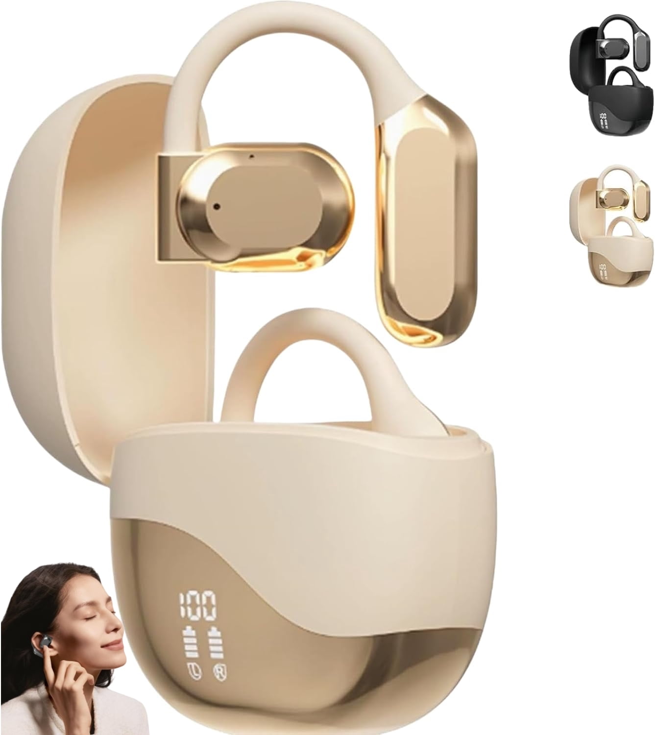 Vital Translation Earbuds, 2025 New 144-Language Bluetooth Headphones Translating Device, Ai Translation Earbuds Real Time, for Travel Business Learning (Gold)