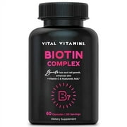 Vital Vitamins Biotin Complex - with Hyaluronic Acid, MSM, Collagen - Hair, Skin, & Nails - 60 Ct