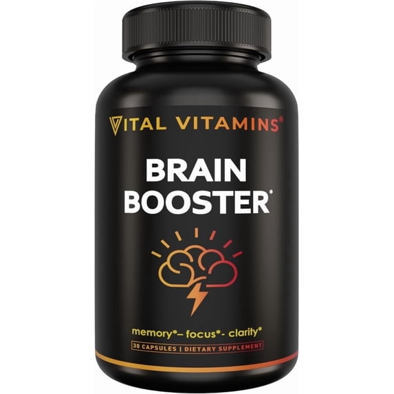 Vital Vitamins Brain Booster supplement for memory, focus, and clarity, 30 capsules