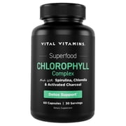 Vital Vitamins Chlorophyll Pills - Body Deodorizing Supplement - Made with Spirulina, Chlorella, Organic Parsley, Mint, Activated Charcoal - Defeat Odor Naturally - for Women & Men - 60 Capsules