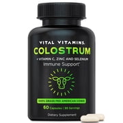 Vital Vitamins Colostrum Supplement with Vitamin C, Zinc & Selenium   Immune & Gut Health Support   100% Grass-Fed Cows   60 Capsules