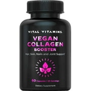 Vital Vitamins Vegan Collagen Booster - with Hyaluronic Acid - Hair, Skin, Nails & Joints - 60 Ct