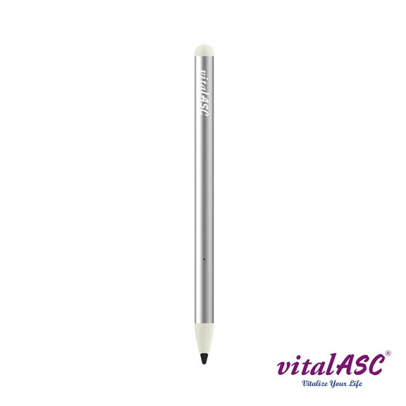 VitalASC Glow in The Dark Stylus Pen with 2 Free Pen Tips for iOS Android, Microsoft Surface, Silver