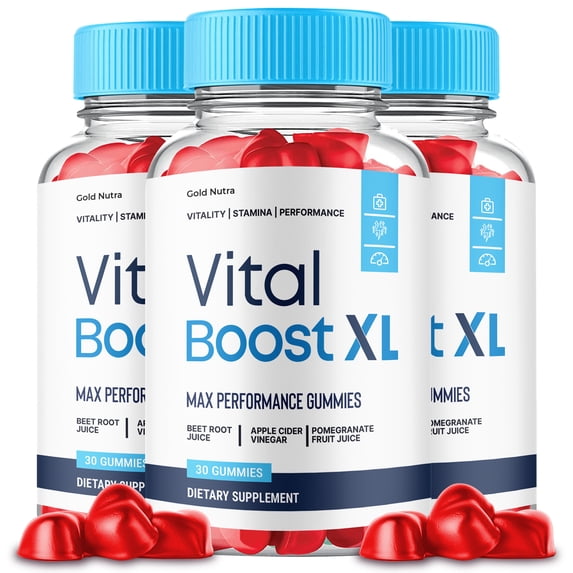Gold Nutra VitalBoost XL Gummies for men, 3 pack, 3 month supply, with apple cider vinegar and B12