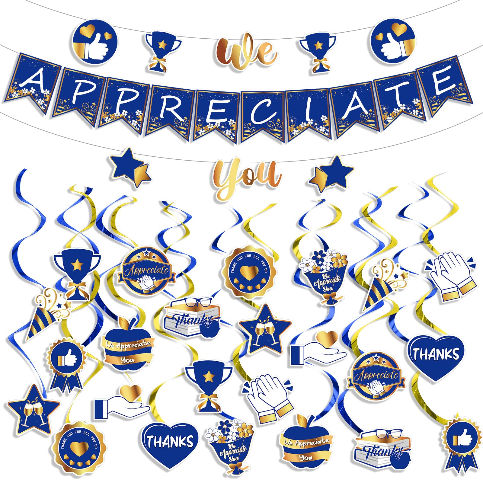Pre-strung Thank You For All You Do Banner - NO DIY - Gold Glitter ...