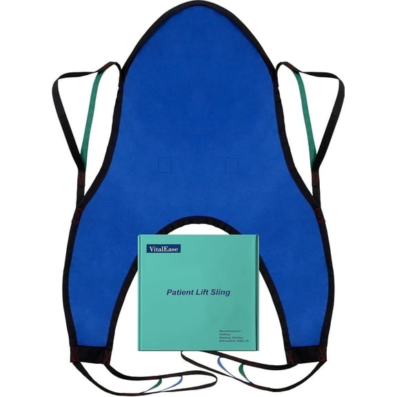 VitalEase U-Shaped Lift Sling with Head Support, Transfer Sling for Elderly and Disabled, Polyester Lift Pad for Lifting Patients, Medical Devices- Max Wight 600lb (Large)