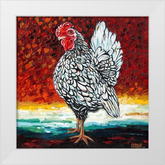 Vitaletti, Carolee 12x12 White Modern Wood Framed Museum Art Print Titled - Fancy Chicken II