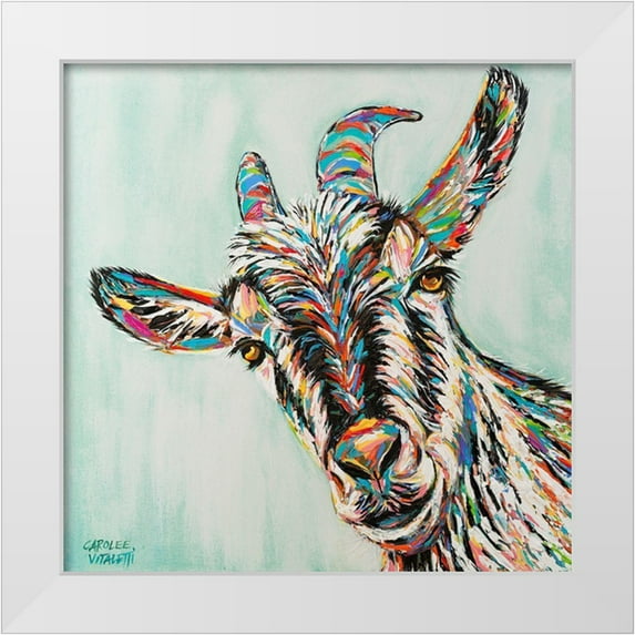 Vitaletti, Carolee 12x12 White Modern Wood Framed Museum Art Print Titled - Funny Goat I