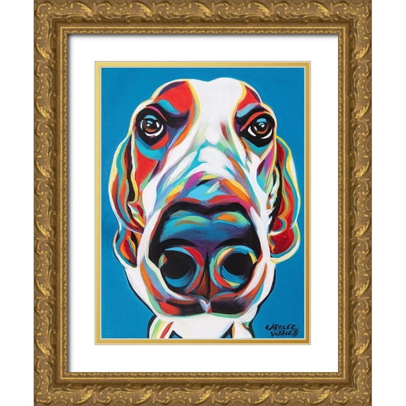 Vitaletti, Carolee 12x14 Gold Ornate Wood Framed with Double Matting Museum Art Print Titled - Nosey Dog I