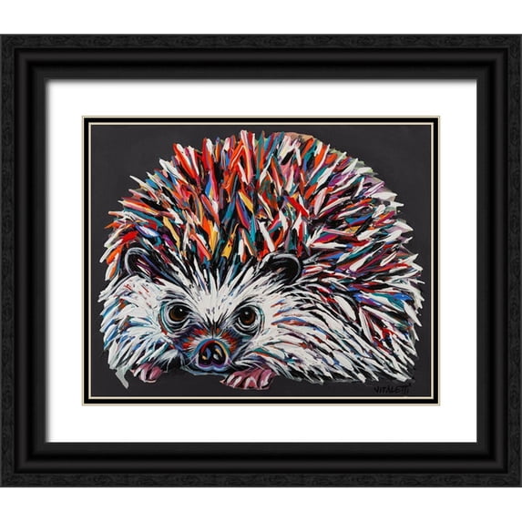 Vitaletti, Carolee 14x12 Black Ornate Wood Framed with Double Matting Museum Art Print Titled - Custom Colorful Hedgehog I
