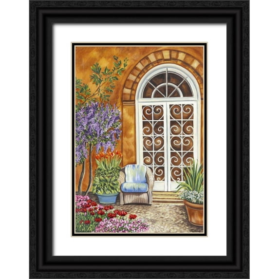 Vitaletti, Carolee 14x18 Black Ornate Wood Framed with Double Matting Museum Art Print Titled - Tuscan Veranda I