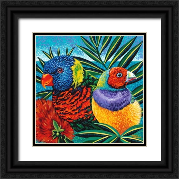 Vitaletti, Carolee 15x15 Black Ornate Wood Framed with Double Matting Museum Art Print Titled - Birds in Paradise II
