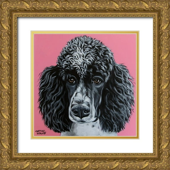 Vitaletti, Carolee 15x15 Gold Ornate Wood Framed with Double Matting Museum Art Print Titled - Black Poodle
