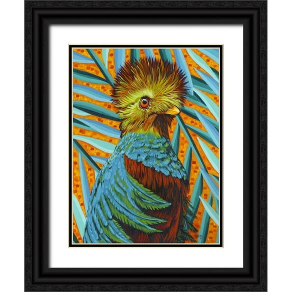 Vitaletti, Carolee 19x24 Black Ornate Wood Framed with Double Matting Museum Art Print Titled - Bird in the Tropics I