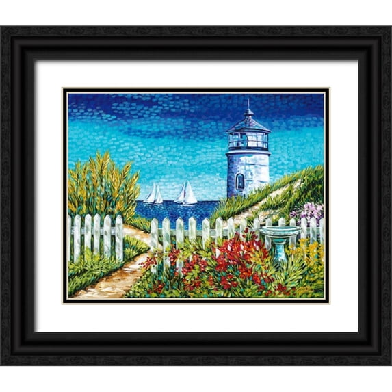 Vitaletti, Carolee 24x20 Black Ornate Wood Framed with Double Matting Museum Art Print Titled - Lighthouse Retreat I