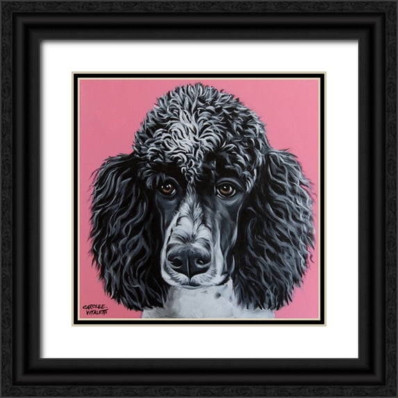 Vitaletti, Carolee 26x26 Black Ornate Wood Framed with Double Matting Museum Art Print Titled - Black Poodle