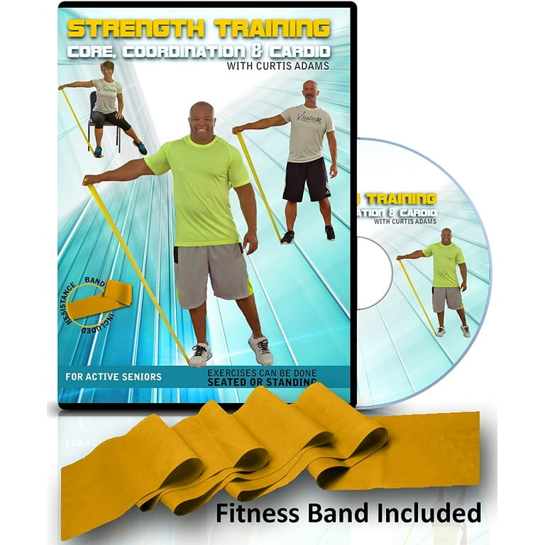 Vitality 4 Life with Curtis Adams Senior Exercise DVD + Resistance Band,  Standing and Seated Workout Video DVD 