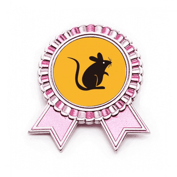 Vitality Chinese Zodiac Lovely Flexible Badge Brooch Pin Pink Winner Award Medal