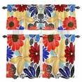 thumbnail image 1 of Vitality Flowers Kitchen Curtains Valances and Tiers Set of 3 Vintage Red Yellow Blue Floral Nature Tier Curtains and Valance with Rod Pocket for Small Windows, 27.5"x24", 1 of 9