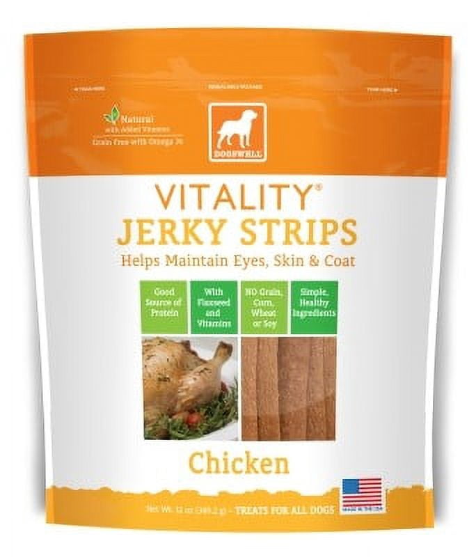 Vitality Jerky Strips Chicken Dog Treats, 12 Oz