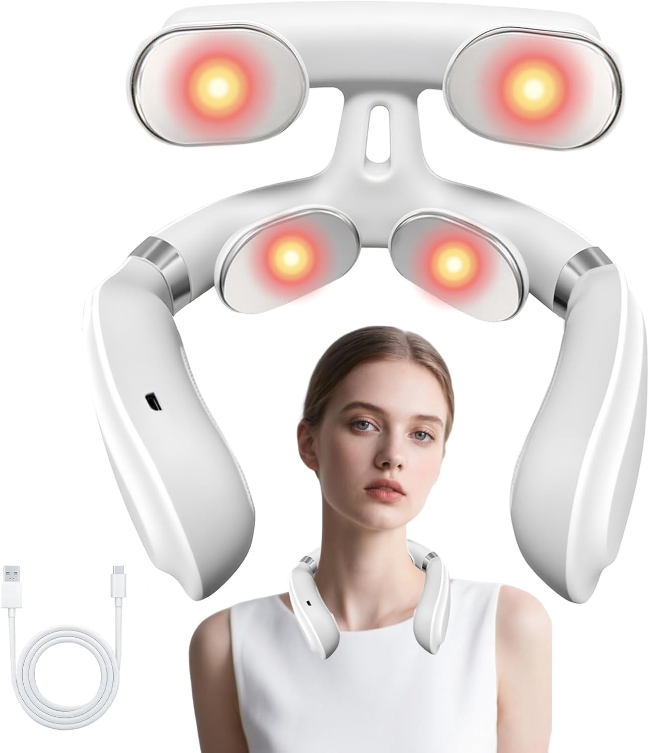 Electric Neck Massager,Portable Massager,with 6 Vibration Modes & 15 Intensity Levels,with Heat & Vibration Modes for Women Men Gifts