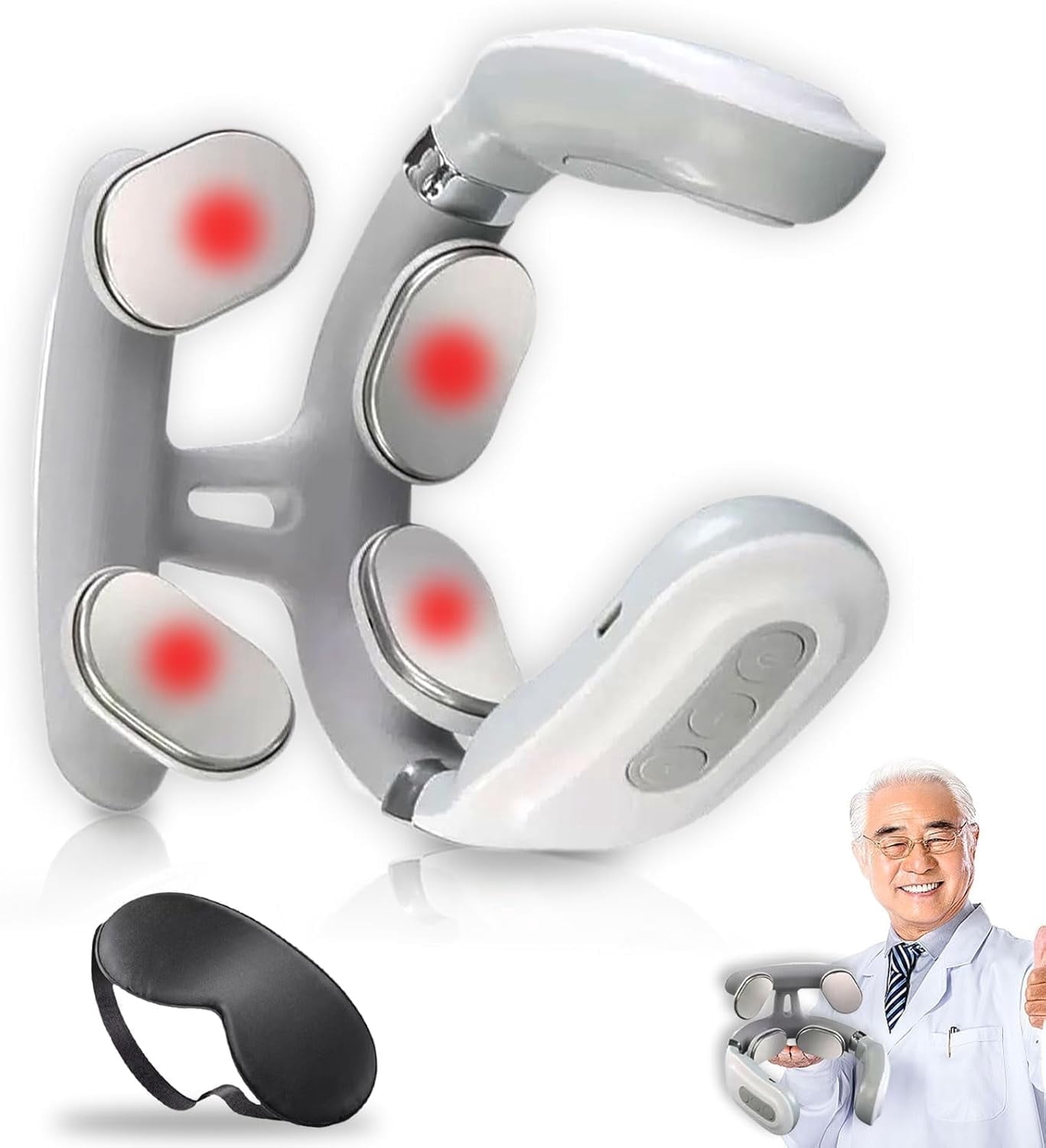YEPOLERCE Neck Massager Heated Electric Massage with 8 Vibration