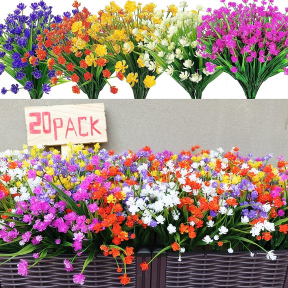 VitalityVortex Artificial Plastic Faux Flower Bouquet (20 Count)