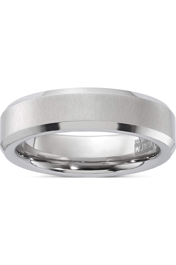 Vitalium Cross Satin Center 6mm Beveled Edge Band (Size 10.5) Made In United States vb128-10.5