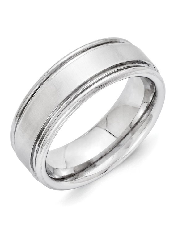 Vitalium Cross Satin Finish Center Rounded Edge 8mm Band Ring - 9.3 Grams - Size 11.5