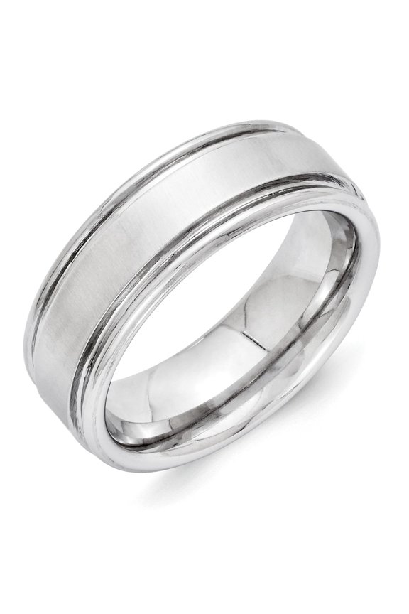 Vitalium Cross Satin Finish Center Rounded Edge 8mm Band