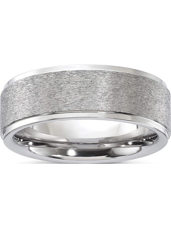 Vitalium Vitalium Grain Finish Center 8mm Ridged Edge Flat Band