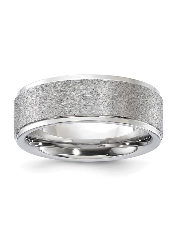 Vitalium Grain Finish Center 8mm Ridged Edge Flat Band