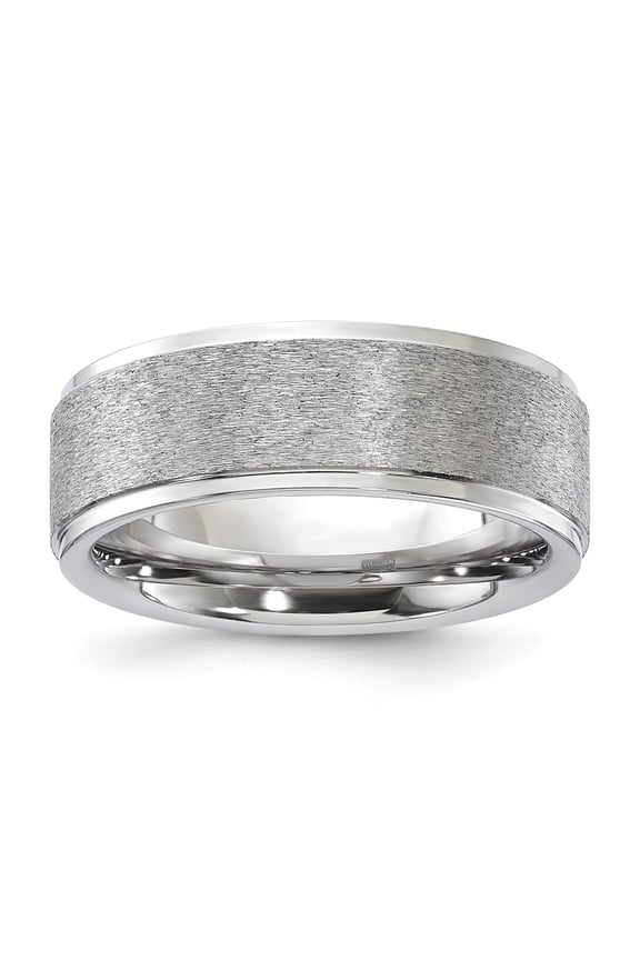 Vitalium Grain Finish Center 8mm Ridged Edge Flat Band